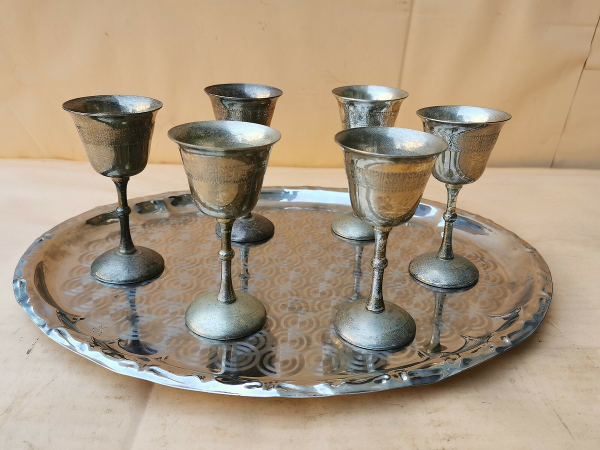 OLD VINTAGE SILVER PLATED GOBLETS CHALICE CUPS MARKED CUPS