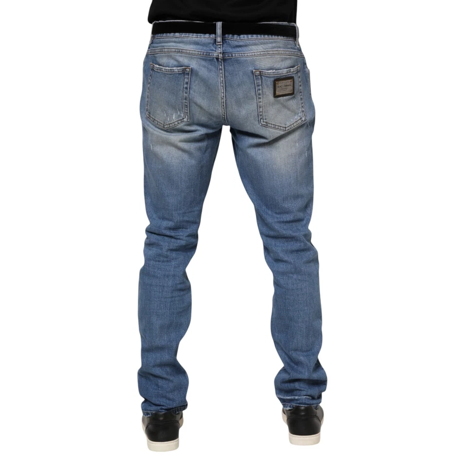 Dolce & Gabbana Vaqueros Azul Lavado Rasgada Logo Placa IT52/ W38/ XL 1050usd - Imagen 3 de 4