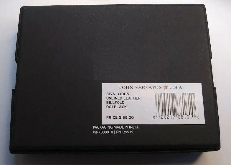 Nueva billetera de cuero negra John Varvatos EE. UU. 31VS13X005 $88,00 Foto 2 de 4