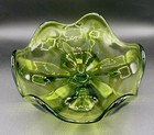 Viking Glass Green Pedestal Candy Dish & Pink Frosted Dish — photo 4
