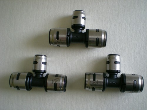 ( 3 Pack ) SharkBite EvoPEX 3/4"x3/4"x 1/2" Reducing Tees Push-Fit PEX CPVC