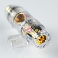 GOLD PLATED SIINGLE CLEAR AGU FUSE HOLDER WILL FIT 4 OR 8 GAUGE WIRE FREE SHIPPI