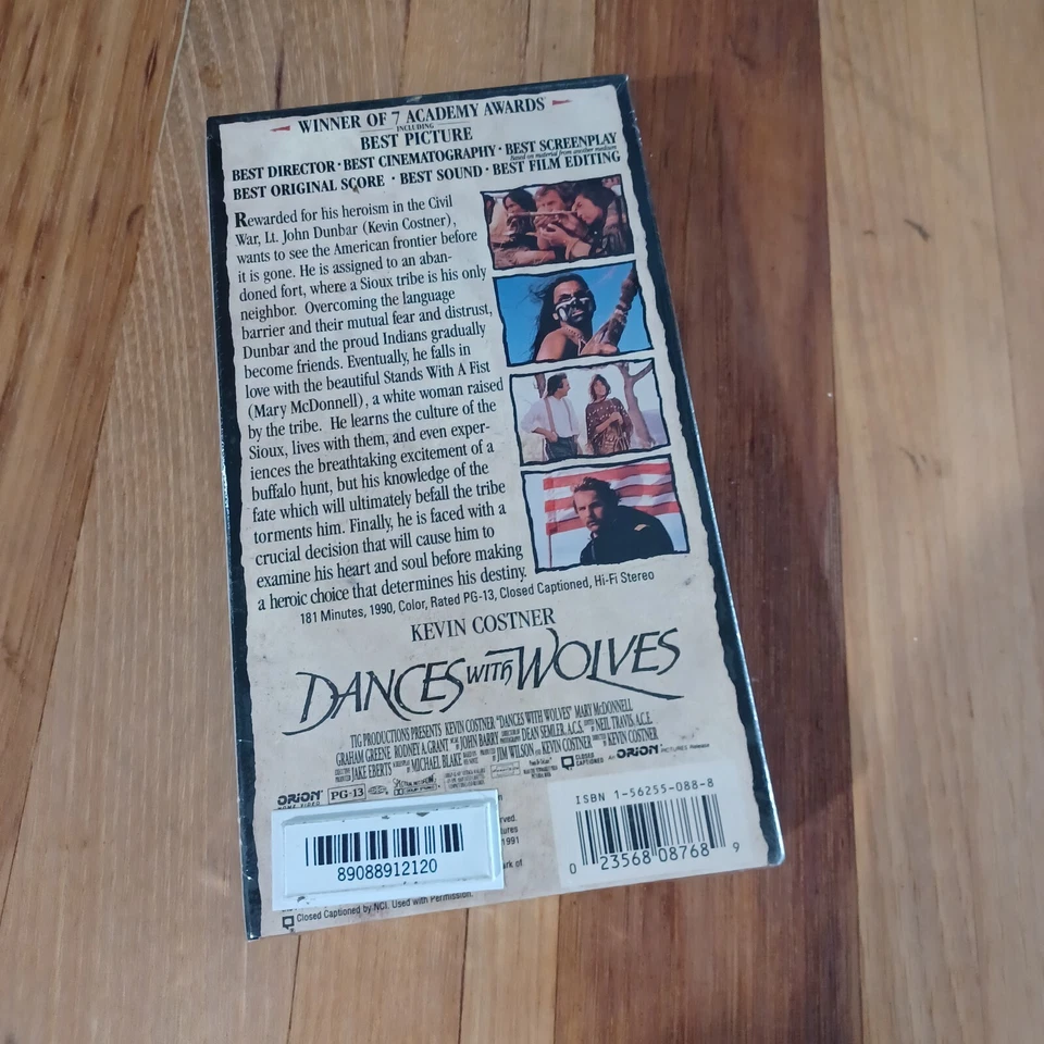 Dances With Wolves VHS RARE FACTORY SEALED STUDIO WATERMARK 1990 Orion - Image 2 of 4