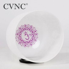 CVNC 432Hz 6" B Crown Chakra Symbol Frosted Quartz Crystal Singing Bowl