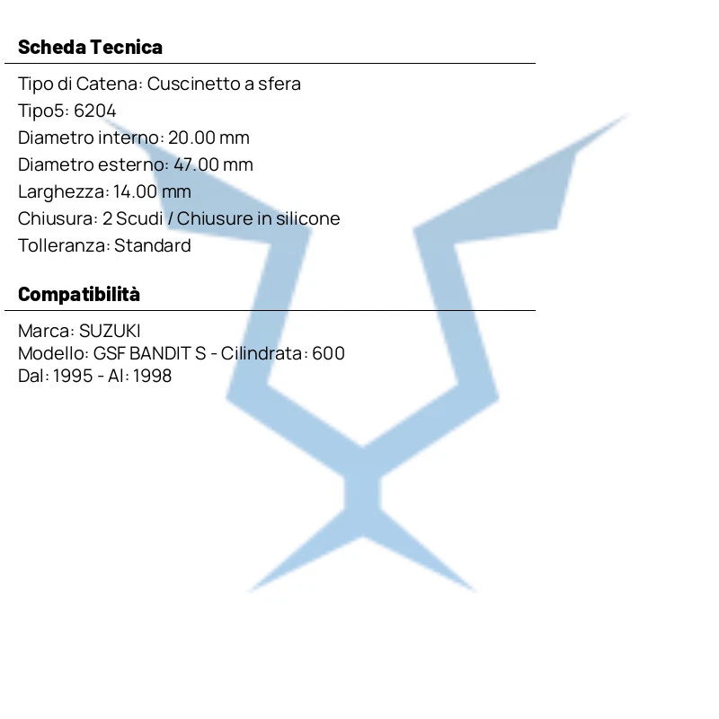 CUSCINETTO A SFERE 6204 2RS SKF per Suzuki 600 GSF Bandit S 1995-1998 Foto 4 de 4