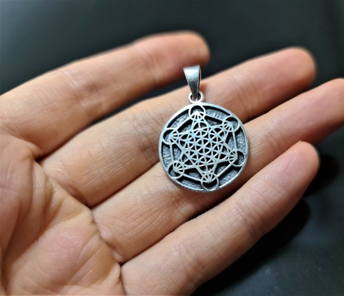 Metatron Cube Pendant STERLING SILVER 925 Sacred Geometry Archangel Fruit of Lif - Picture 4 of 10