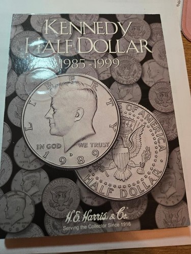 H E HARRIS 2697 Coin Folder Kennedy Half Dollar 50 Cent 1985- 1999  31 coins