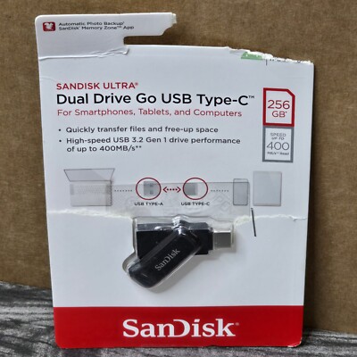 SanDisk Flash Memory Ultra Dual Drive Go 256GB Phone Tablet PC Mac 400 MB/S