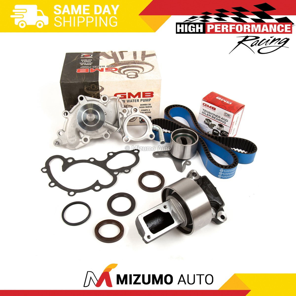 Mizumo Timing Belt Kit With Water Pump For Mitsubishi/Eagle 2.0L 4G63T Engine - Includes Belts, Tensioners, Seals & More