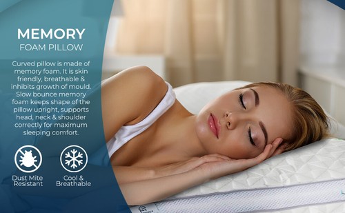 Memory Foam Gel Pillow Orthopedic Cooling Neck Back Support Adjustable Height - Picture 21 of 24