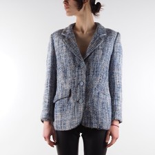 Versace Versus Vintage Women's Tweed Blue Blazer Jacket size 28 / 42