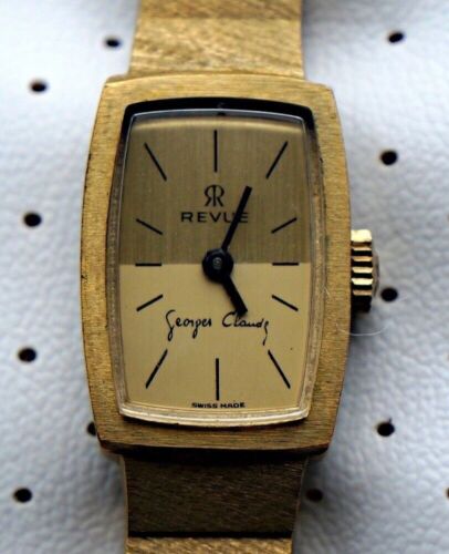 Nos New Revue Georges Claude Hand Manual Plaque Gold Watch Vintage 16 mm - Picture 1 of 5