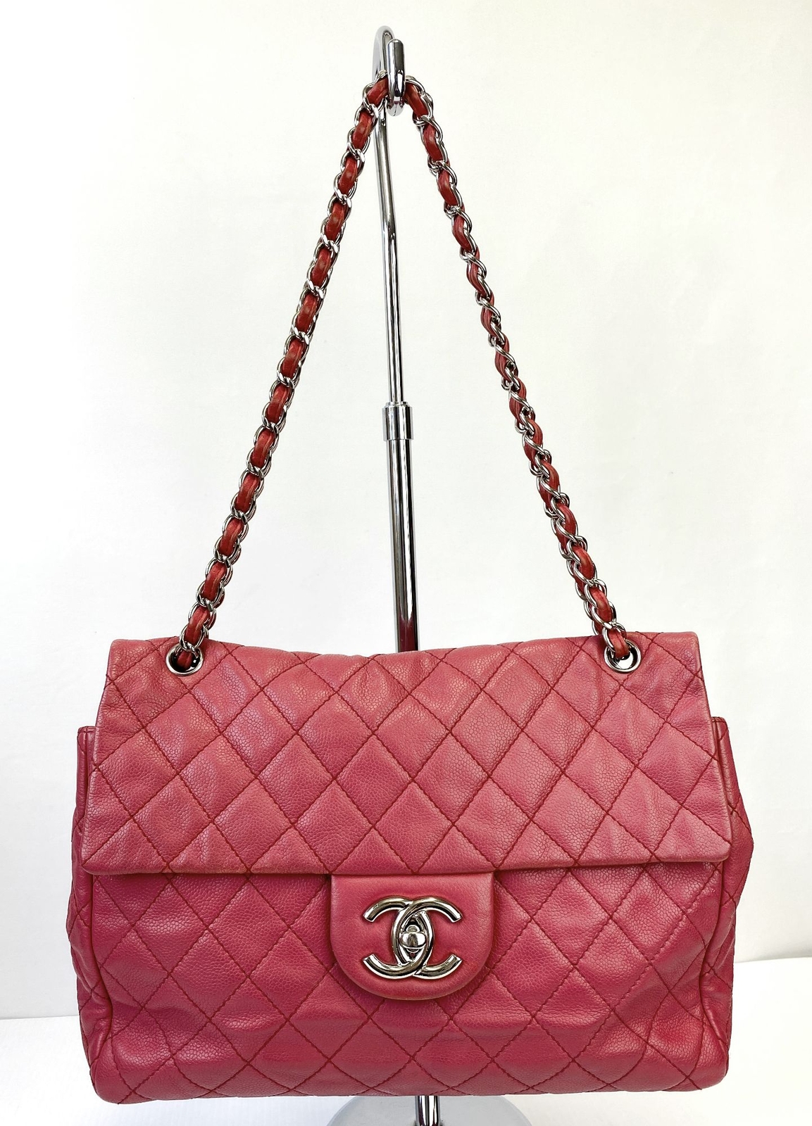 CHANEL 2.55 Classic Single Flap Bag Dark Pink Quilted Soft Caviar Maxi Jumbo image 2