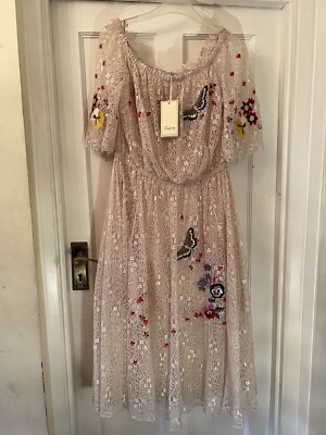 New Temperley London Almond Leo Lace Butterfly & Floral Embroidery Dress,UK12  | eBay