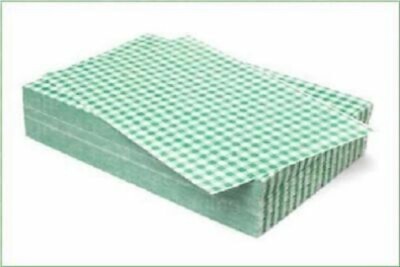 GRÜN Gingham Duplex Papier Lebensmittel Verpackung Fettdicht Chip Korb Einlagen 250x375mm