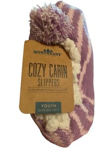 Northeast Cabin Cozy Cabin Slippers Youth Size 10k-4 Snug Fit Aloe Infused NEW 