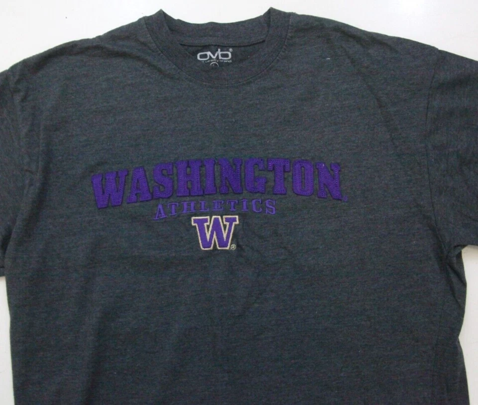 Large OVB Washington Athletics Short Sleeve Gray Purple Graphic T-Shirt Top DD23 - Image 2 of 4