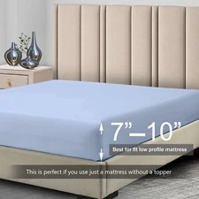 (7-10 inches) Low Profile Fitted Sheet Only 650 Thread Count Solid 