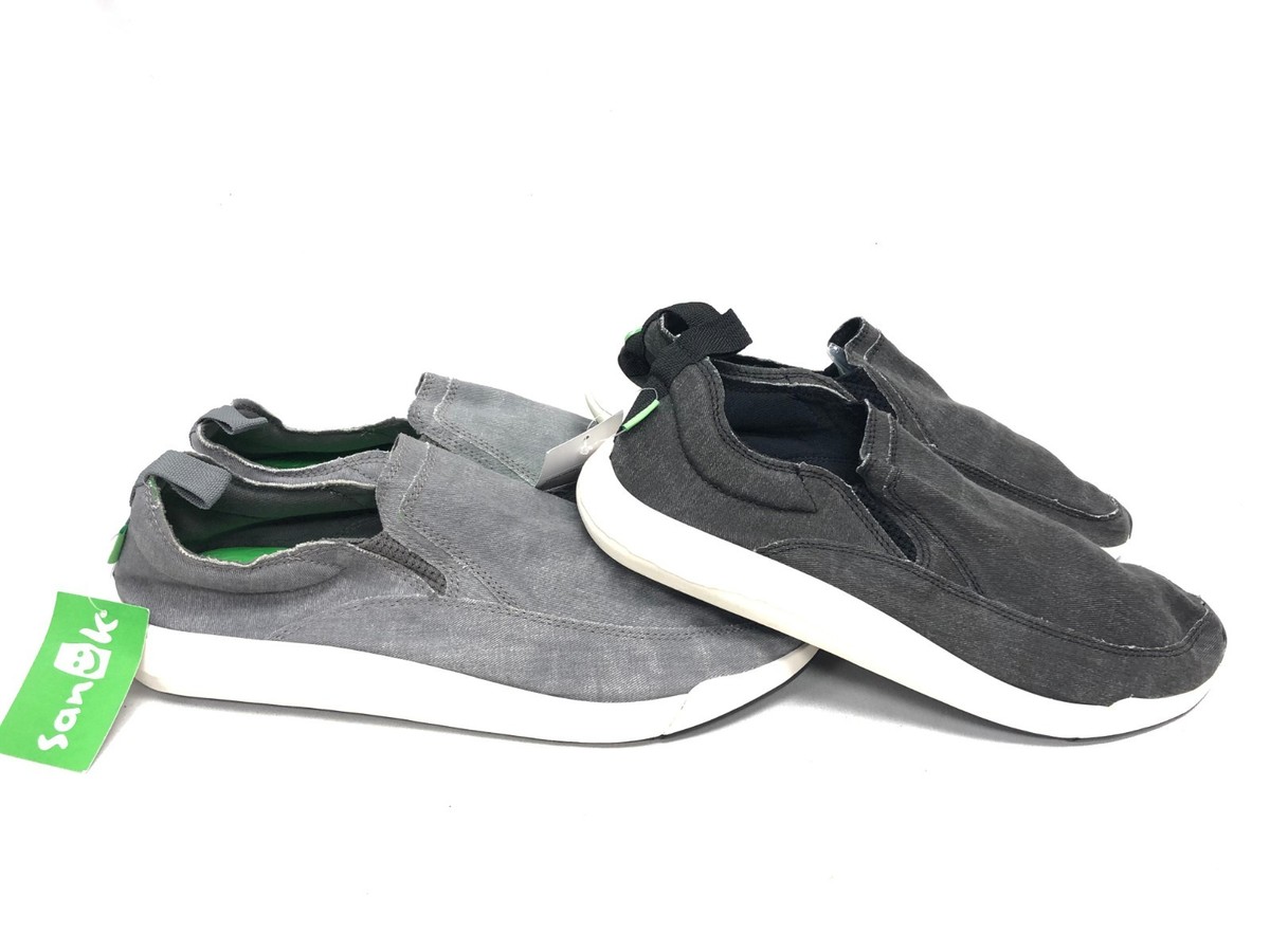 Sanuk Men\'s Chiba Quest Sneakers Shoes Canvas Loafers Slip-Ons Size 9 Gray/Black Chiba | Men main image 3