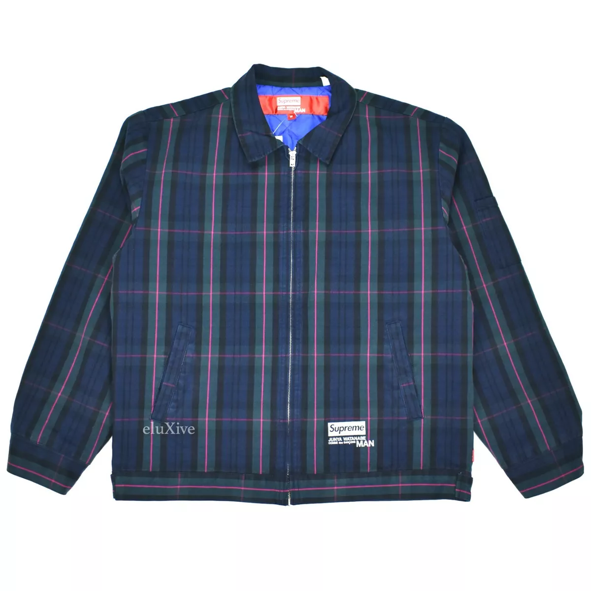 NWT Supreme Junya Watanabe Printed Padded Work Jacket Navy Plaid