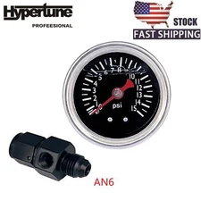 0-15psi Fuel Pressure Gauge Regulator Liquid Gauge 1/8" NPT W/ 6AN Adapter