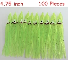 100 pcs 4.75" Chartreuse Hoochie Squid Octopus Skirts Trolling fishing Lures