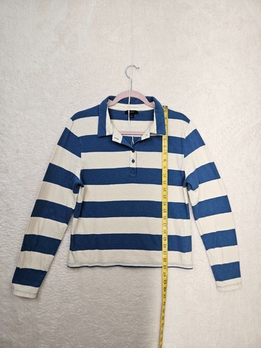 J Crew Boy Shirt Large Blue Striped 100% Cotton Long Sleeve Button Up Polo - 第 6/17 張圖片