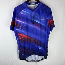 NWT WEIMOSTAR Men's XL Full Zip Cycling Jersey Blue Multicolored Short Sleeve