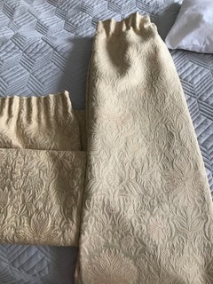 |Bedroom curtains size 54 " drop lined gold from Dunelm still on sale in shop