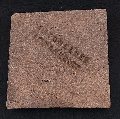 Antique  Batchelder Field Tile 3.75'' Sq. 5/8'' Thick Marked Light Signs Of Age