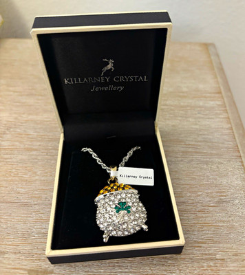 Killarney Crystal Rhinestone Crystal Pendant Necklace Rope Chain Charm In Box