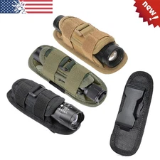 Tactical 360° Rotatable Flashlight Holder Pouch Clip Duty MOLLE Torch Carry Case
