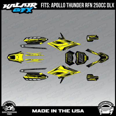 Graphics Kit for Apollo RFZ Thunder 250 (All) Guard Series-YELLOW