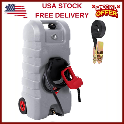 #ad NEW15Gal Gas Can with CastersManual Siphon Pumpamp;10FT Hose for Truck BoatsCars $105.28
