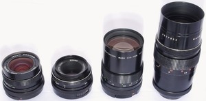 Pentacon DDR 29mm + ZEISS Tessar 50mm + Pentacon 2.8/135mm & 4/200mm M42 Screw