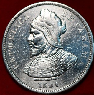 Uncirculated 1904 Panama 25 Centesimos Silver Foreign Coin