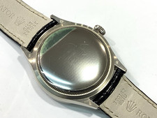 ROLEX CELLINI Date 18K W/Gold 39mm Silver Guilloche Dial Unpolished 50519 VGC+ 10