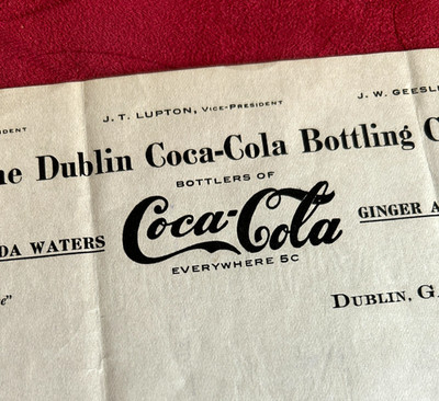1912 Coca-Cola Bottling Co Dublin GA Early Coca-Cola Script Logo Letterhead