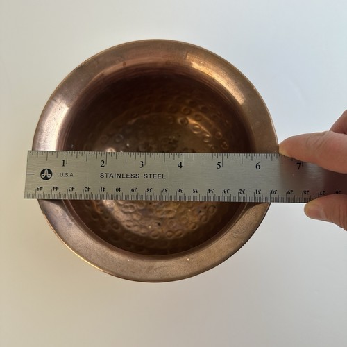 Vintage Hammered Copper Pot Cauldron Planter Brass Handles Footed Patina - Picture 7 of 10