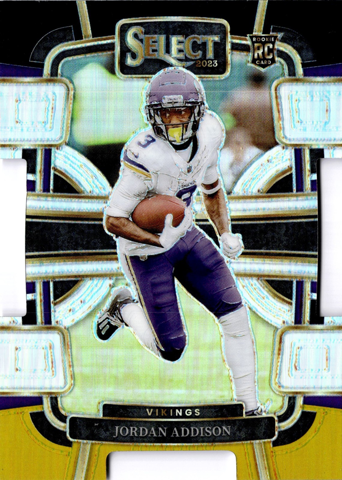 2023 Panini Select Concourse Jordan Addison #66 Black & Gold Prizm Die-Cut RC