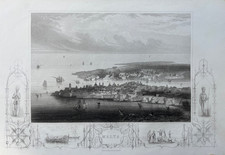 1856 Antique Print; View of Malta after Bibby