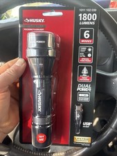 Husky 1800 Lumens Dual Power LED Rechargeable Tactical Focusing Flashlight