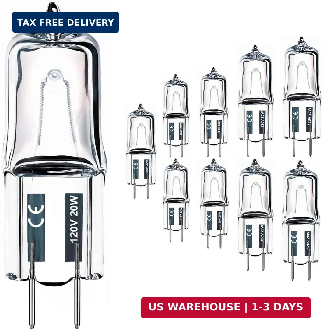 10PCS G8 Halogen Bulb 20W 120V, Bi-Pin Xenon Light Bulbs, Wa