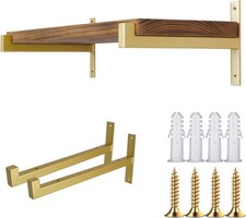 2 Pack 10 Inch Shelf Brackets, Metal Shelf Supports Gold