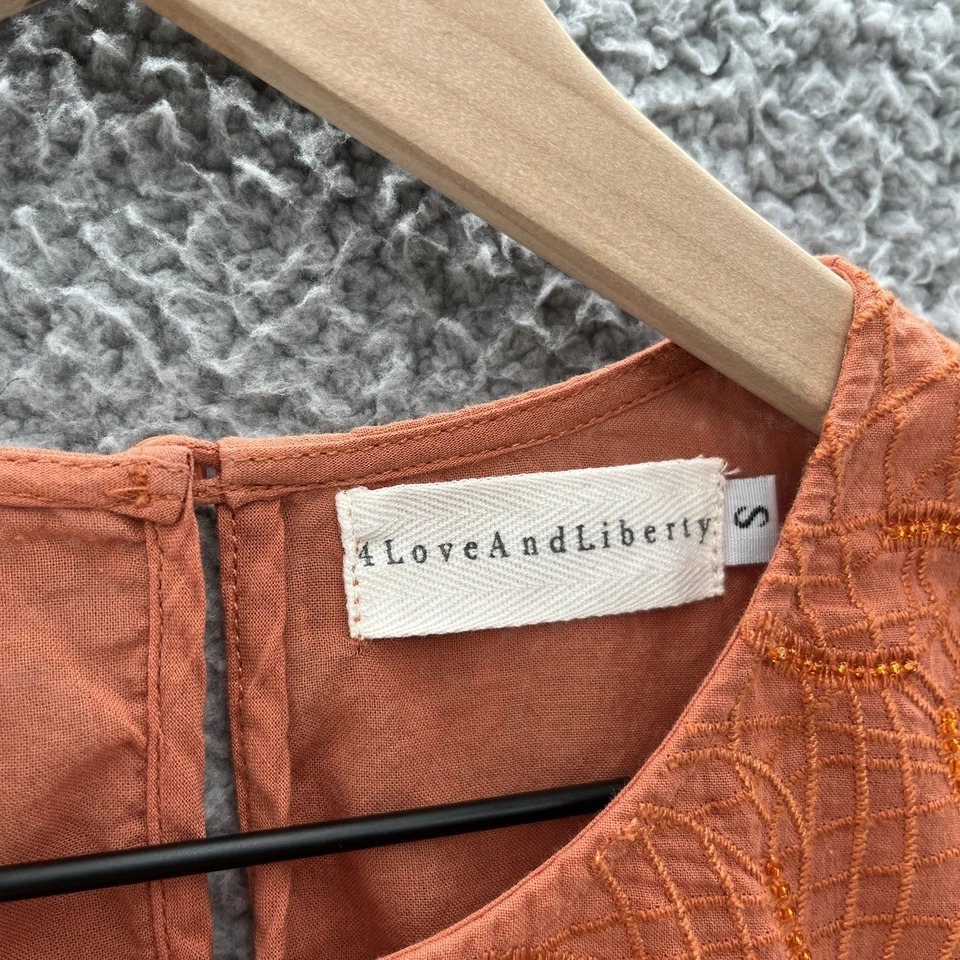 Blusa Johnny Was 4 Love Liberty Pequeña Naranja Campesina Cuentas Crochet Boho Top Foto 4 de 4