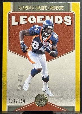 Shannon Sharpe 2022 Panini /150 Yellow Legacy Legends #115 Denver Broncos