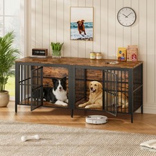 Dog Crate End Table, Heavy Duty 2-Door Indoor Pet Kennel, Multipurpose Dog House