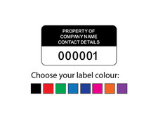 Numbered Personalised Asset ID Tag Labels Laminated - 38x20mm