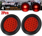2x Round 4" inch LED Truck Trailer Stop Turn Tail Brake Lights Waterproof 24-LED
