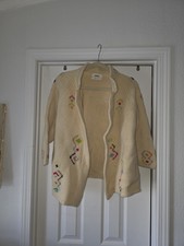 Vintage Dorce Cardigan  Grandma Womens Collared Wool Cream